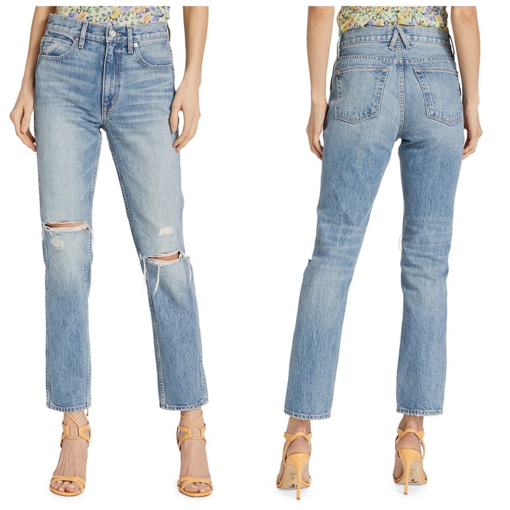 NEW SLVRLAKE Virginia Slim Jeans Distressed Ankle Crop Crossroads